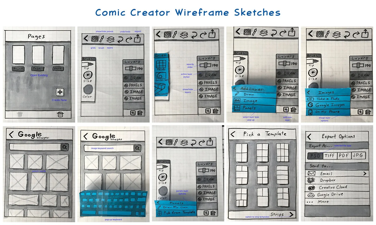 Sketching on paper helped keep me focused on optimizing the navigation and defining the hierarchy of elements.