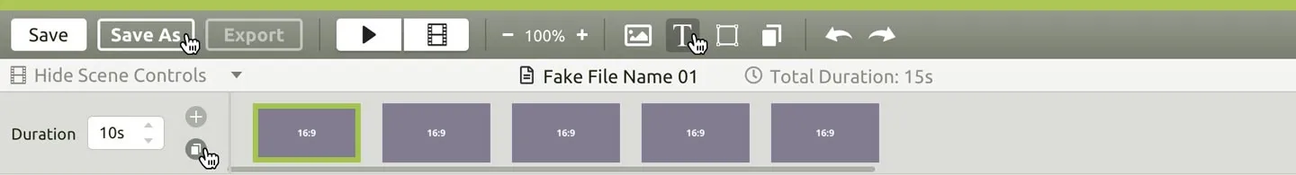 The new Toolbar with Scene Contols showing