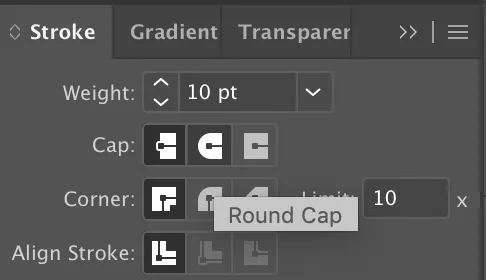 Select Round Cap in Illustrator
